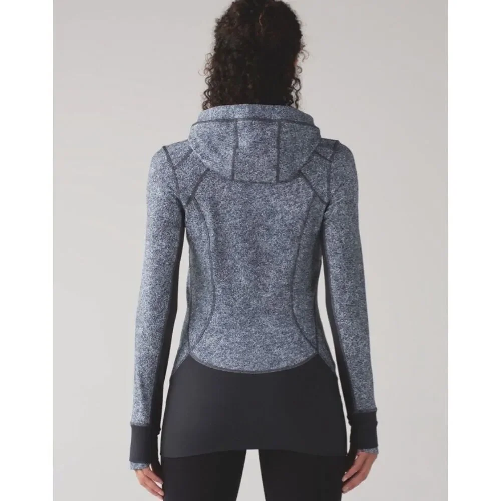 Lululemon Athletica Womens Daily Practice Zip Up Hooded Jacket Gray Black Size 8